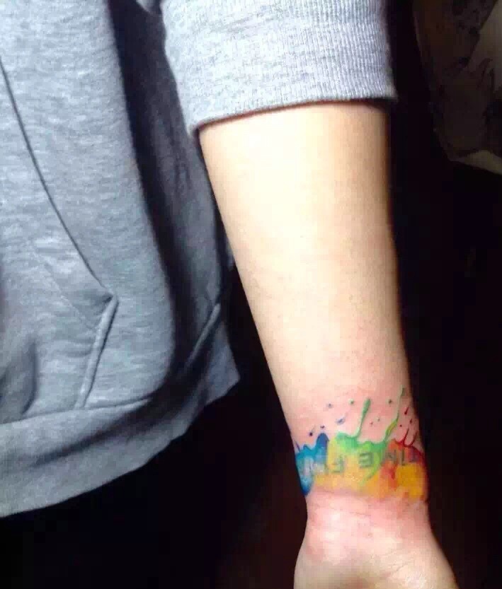 手腕个性时尚的水彩纹身图案