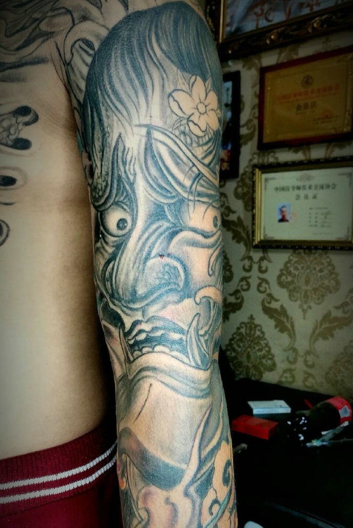 个性传统花臂小般若纹身图案