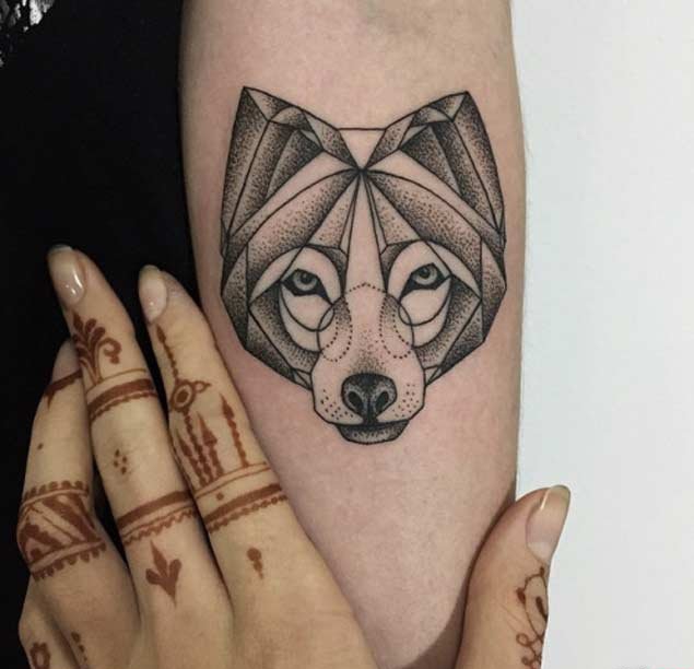 25款帅气的几何图形和狼纹身图案