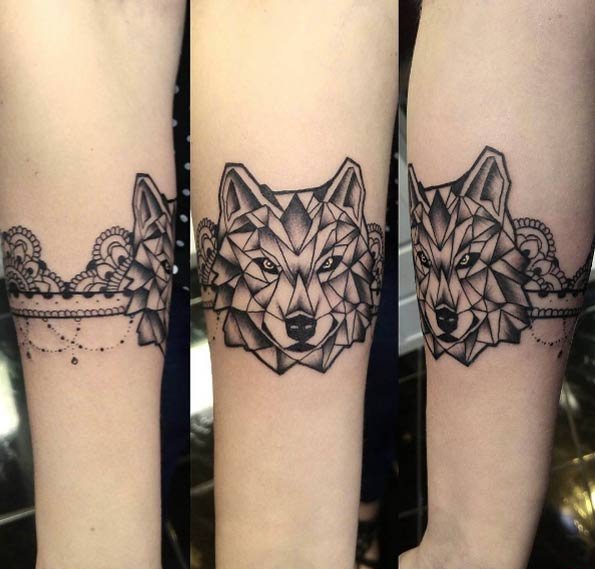 25款帅气的几何图形和狼纹身图案