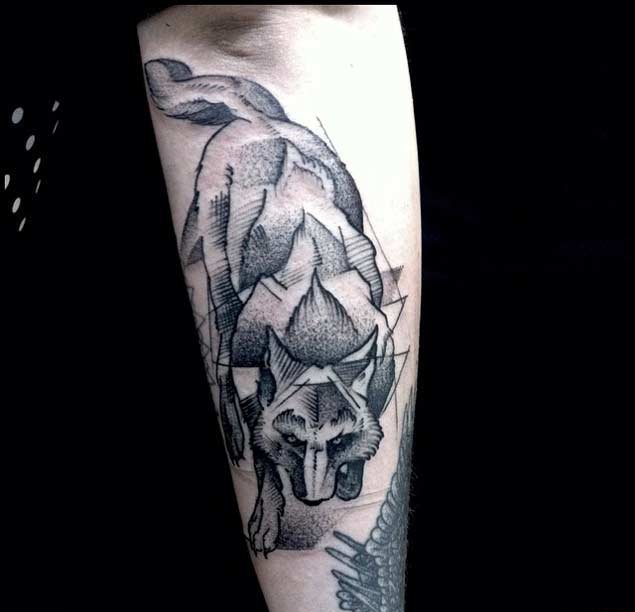 25款帅气的几何图形和狼纹身图案