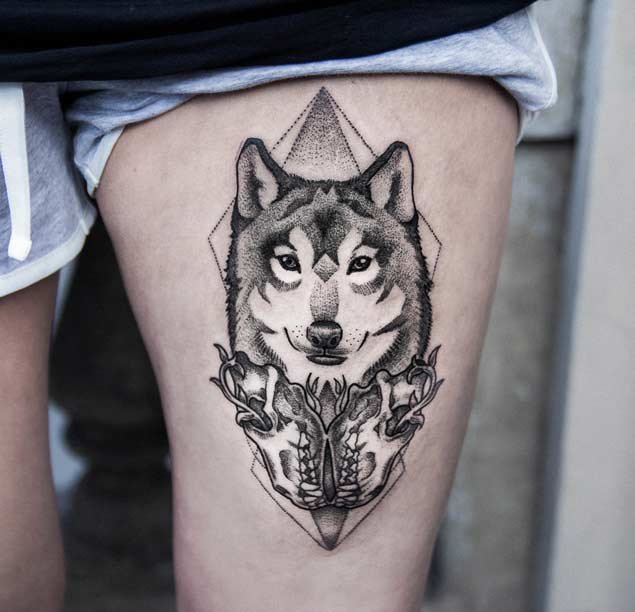 25款帅气的几何图形和狼纹身图案