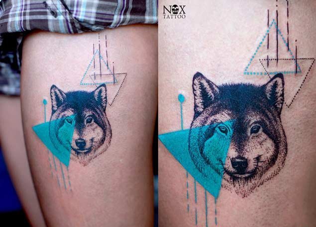 25款帅气的几何图形和狼纹身图案