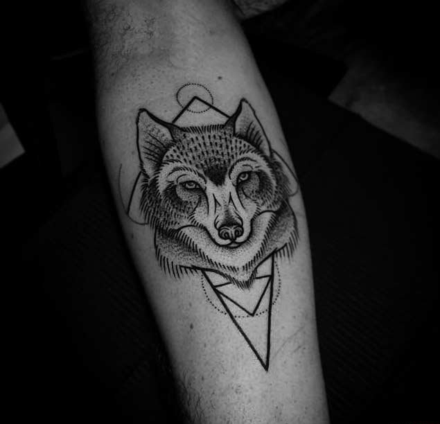 25款帅气的几何图形和狼纹身图案