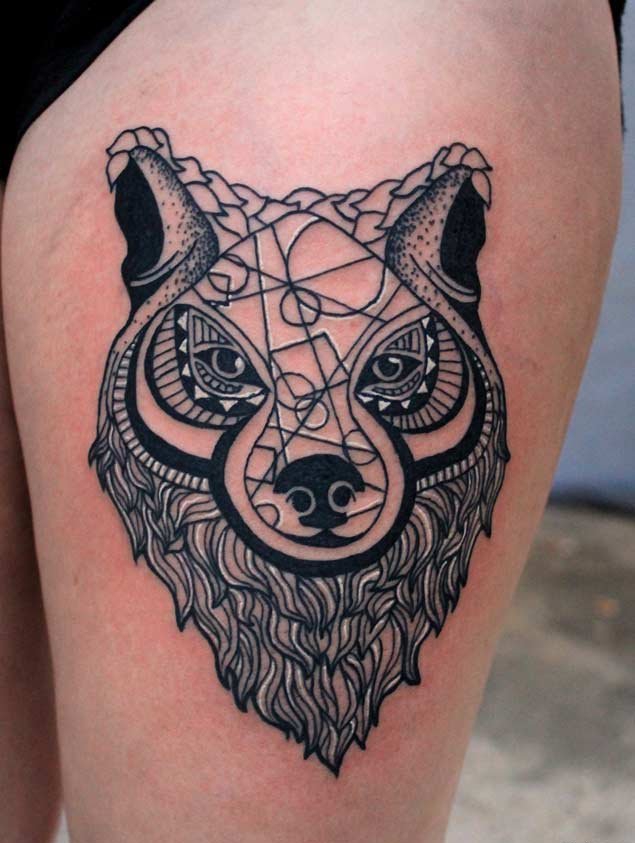 25款帅气的几何图形和狼纹身图案