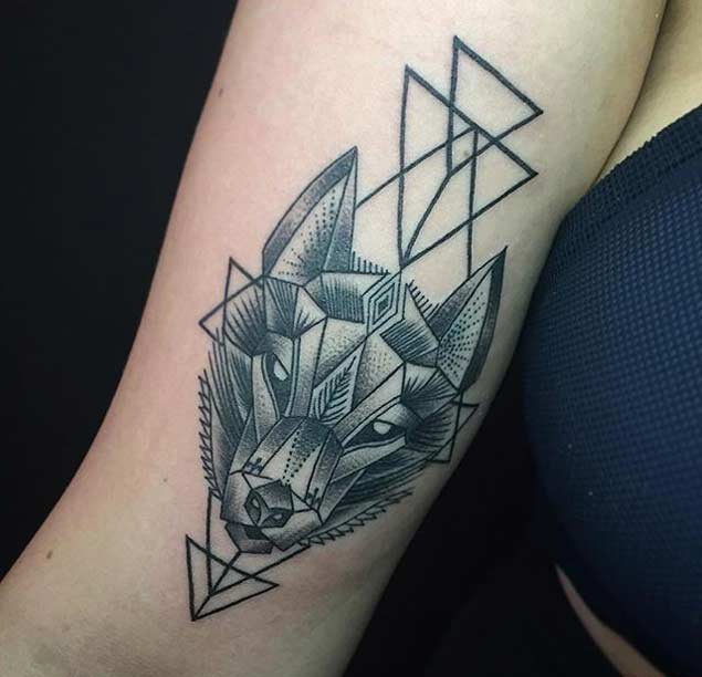 25款帅气的几何图形和狼纹身图案