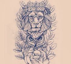 霸气的狮子王纹身图案手稿素材图片