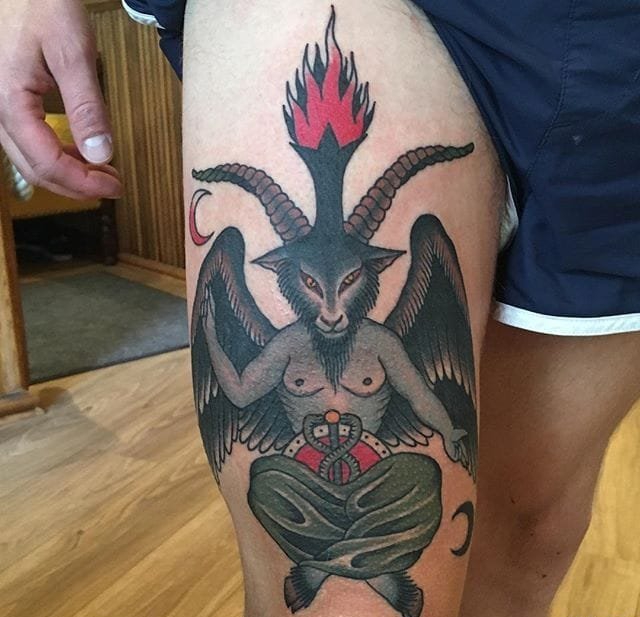 12款黑暗的羊头恶魔（巴弗灭）纹身图片