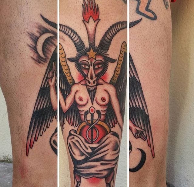 12款黑暗的羊头恶魔（巴弗灭）纹身图片