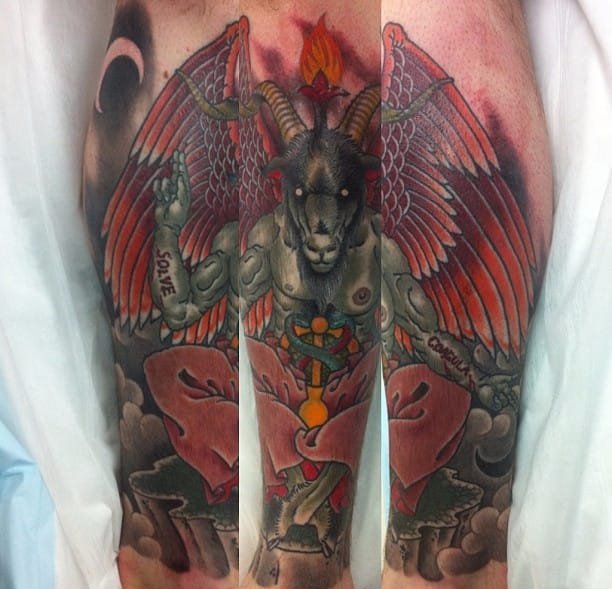 12款黑暗的羊头恶魔（巴弗灭）纹身图片