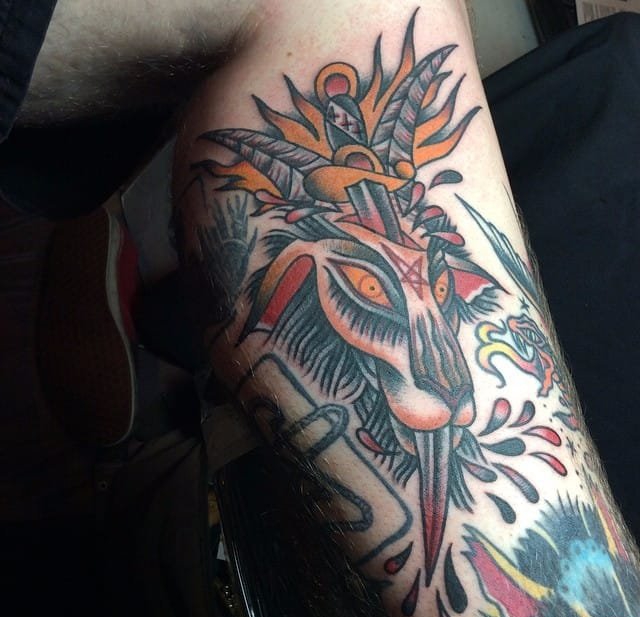 12款黑暗的羊头恶魔（巴弗灭）纹身图片