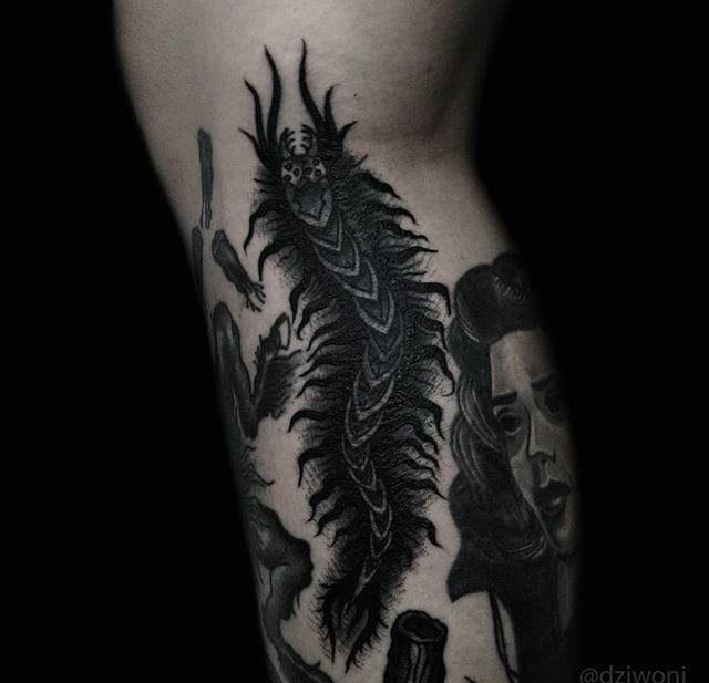 10款漂亮黑色蜈蚣纹身图案