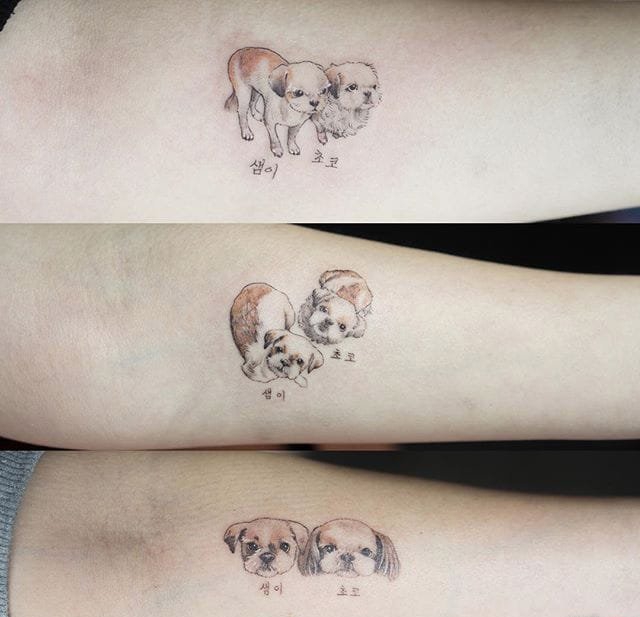 多款微型小清新宠物狗纹身图案来自索尔