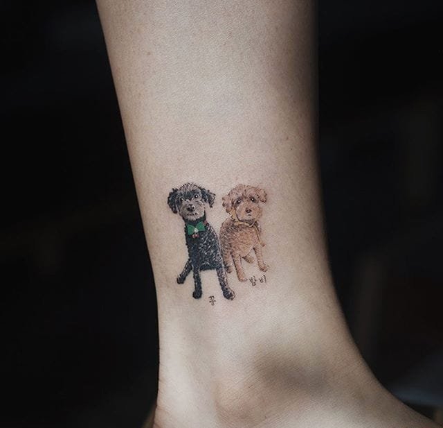 多款微型小清新宠物狗纹身图案来自索尔