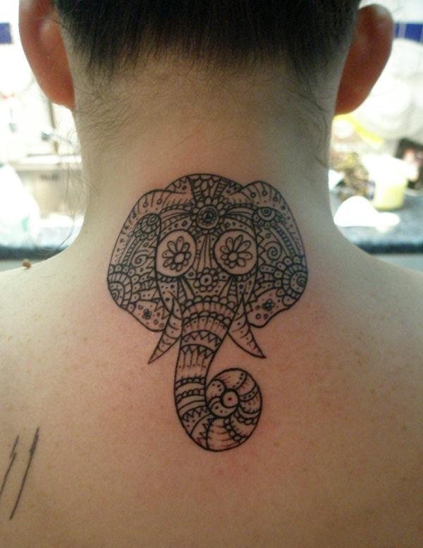 多款女性装饰风格大象纹身图案