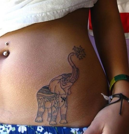 多款女性装饰风格大象纹身图案