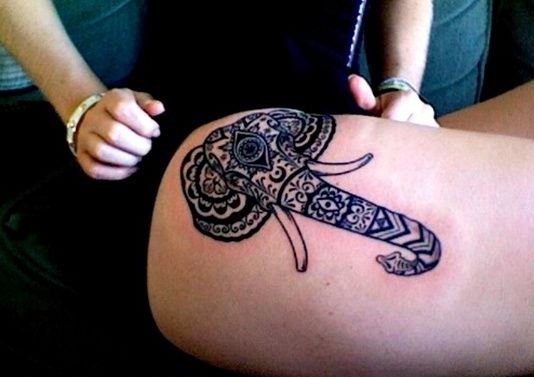 多款女性装饰风格大象纹身图案