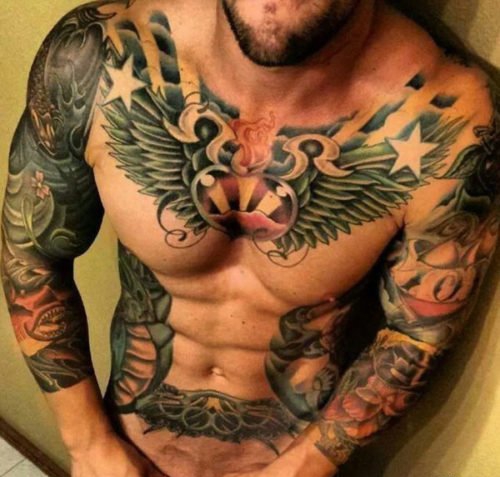 男性帅气的花臂纹身图案