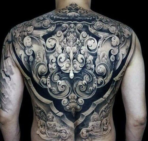 男性钟爱的霸气满背大面积纹身图案
