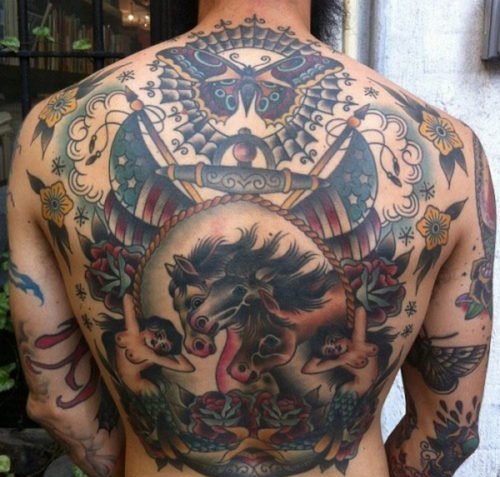 男性钟爱的霸气满背大面积纹身图案