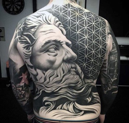 男性钟爱的霸气满背大面积纹身图案