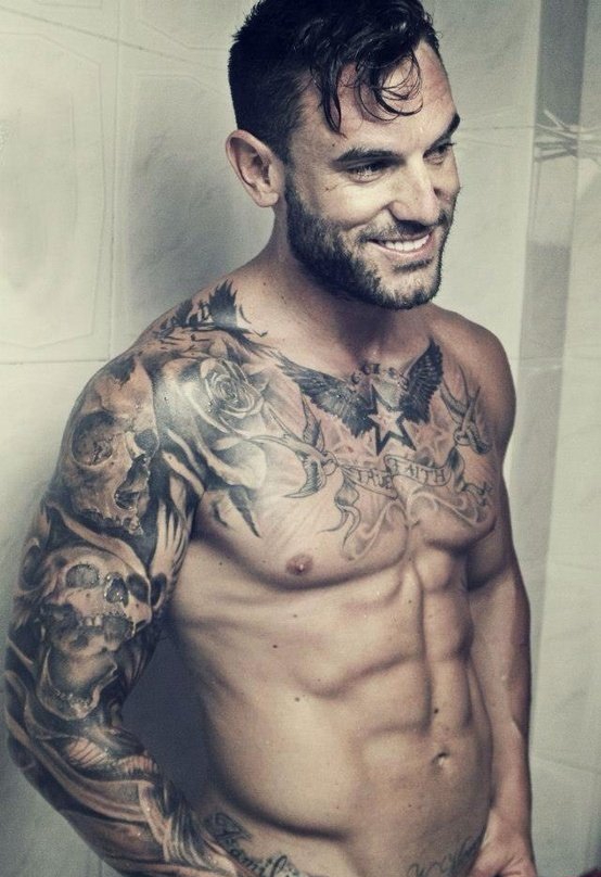 欧美帅哥花臂纹身图案