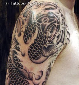 50款漂亮帅气的锦鲤纹身图案