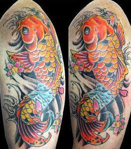 50款漂亮帅气的锦鲤纹身图案