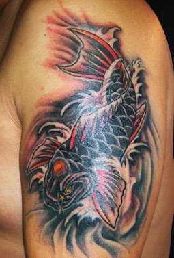 50款漂亮帅气的锦鲤纹身图案