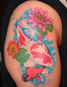 50款漂亮帅气的锦鲤纹身图案