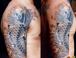 50款漂亮帅气的锦鲤纹身图案