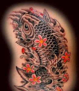 50款漂亮帅气的锦鲤纹身图案