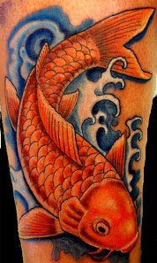50款漂亮帅气的锦鲤纹身图案