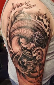 50款漂亮帅气的锦鲤纹身图案