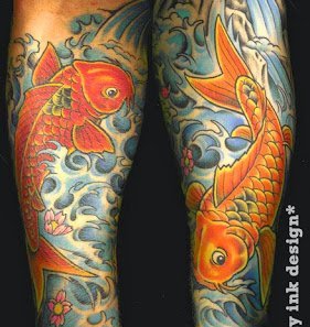 50款漂亮帅气的锦鲤纹身图案