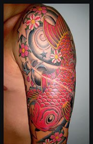 50款漂亮帅气的锦鲤纹身图案