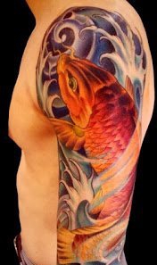 50款漂亮帅气的锦鲤纹身图案