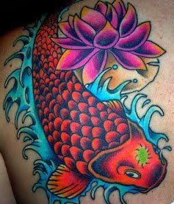 50款漂亮帅气的锦鲤纹身图案