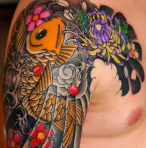 50款漂亮帅气的锦鲤纹身图案