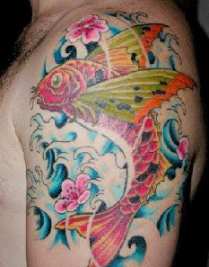 50款漂亮帅气的锦鲤纹身图案