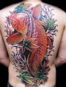 50款漂亮帅气的锦鲤纹身图案