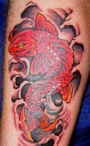 50款漂亮帅气的锦鲤纹身图案