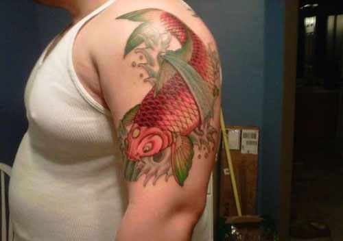 50款漂亮帅气的锦鲤纹身图案