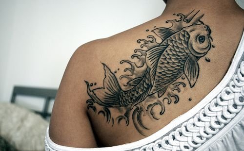 50款漂亮帅气的锦鲤纹身图案