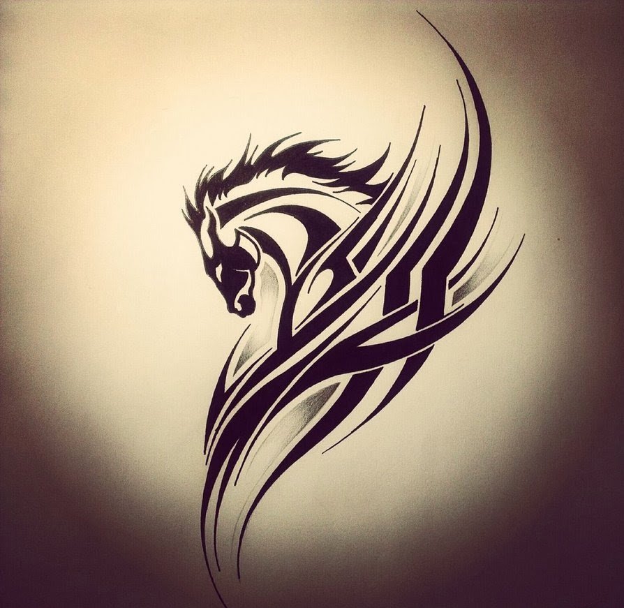 多款帅气的黑色动物图腾纹身图案手稿