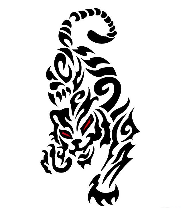 多款帅气的黑色动物图腾纹身图案手稿