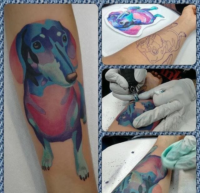 可爱的宠物达克斯猎犬纹身图案