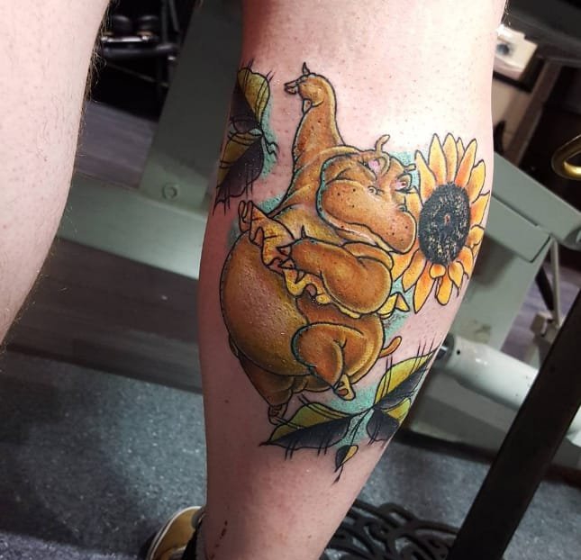 胖呼呼的可爱的河马纹身图案