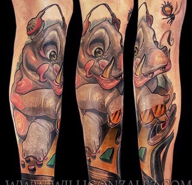 胖呼呼的可爱的河马纹身图案