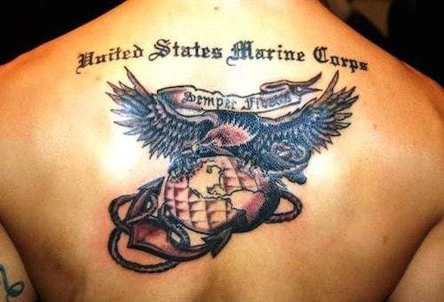 战争主题下的美国国旗纹身图案